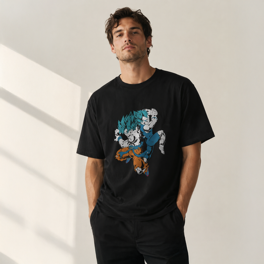 Vastrio Unisex Anime T Shirt for Men & Women, Dragon Ball Inspired Goku Vegeta Graphic Print T-Shirt, 100% Pure Cotton Round Neck Half Sleeve Casual Wear