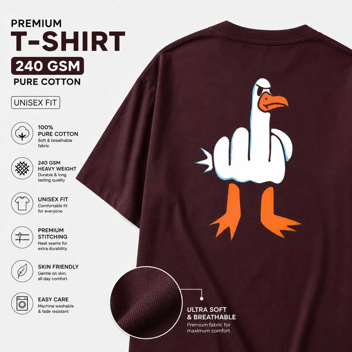 Vastrio Crazy Duck Back Print Oversized T-Shirt | Unisex Cotton Tee