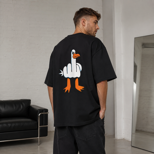 Vastrio Crazy Duck Back Print Oversized T-Shirt | Unisex Cotton Tee