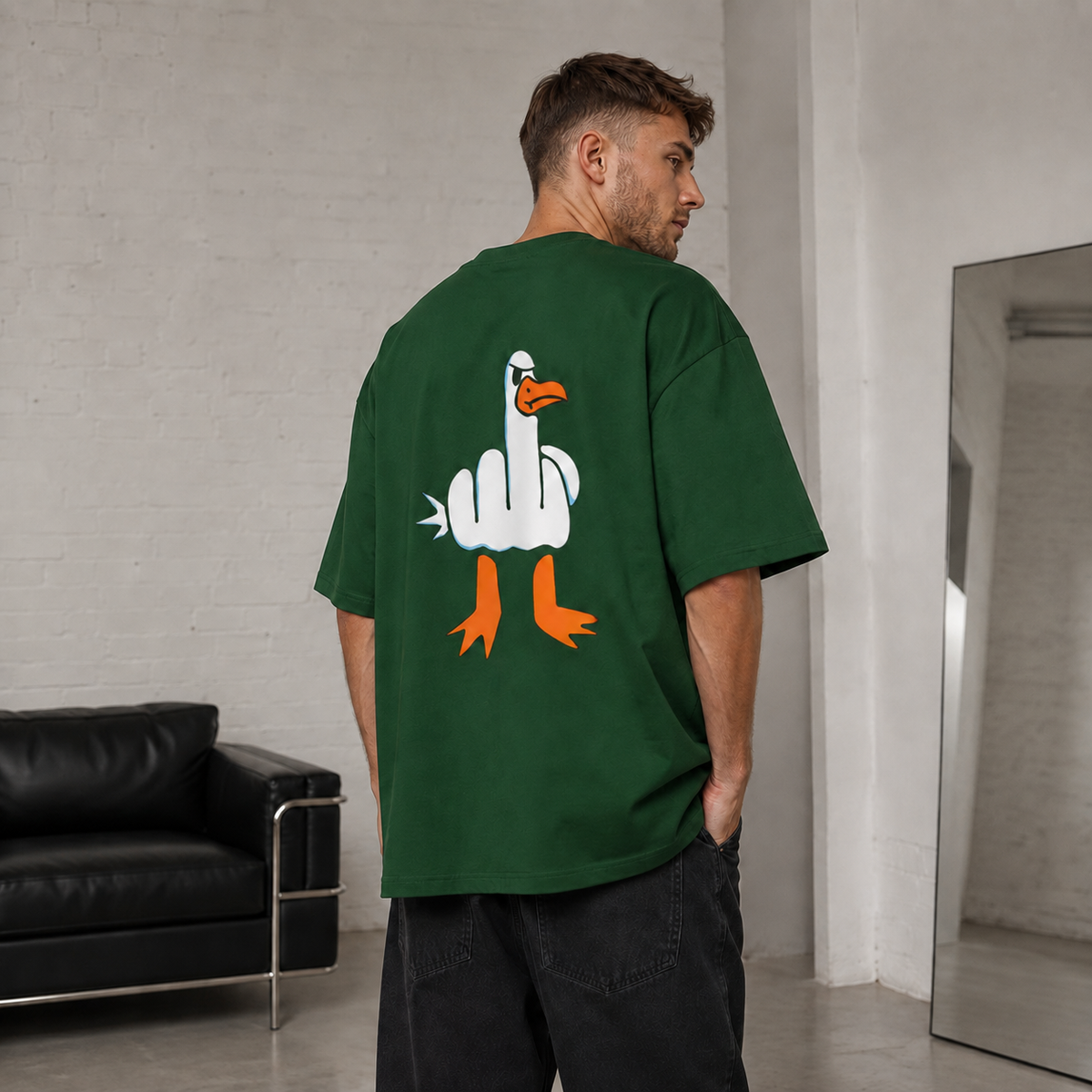 Vastrio Crazy Duck Back Print Oversized T-Shirt | Unisex Cotton Tee