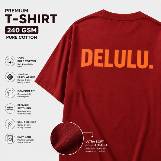 Vastrio DELULU Back Print Oversized T-Shirt | Unisex Cotton Tee