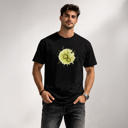 Unisex Classic Crew TShirt Versatile All-Season Casual Shirt featuring a unique graphic design on a black background.