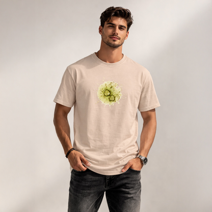 Unisex Classic Crew TShirt Versatile All-Season Casual Shirt featuring a green splash design on a light background.