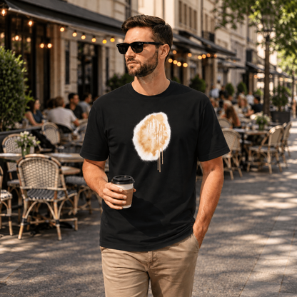 Vastrio Unisex Coffee Stain T-Shirt for Men & Women | 100% Pure Cotton White Round Neck Half Sleeve Graphic Tee