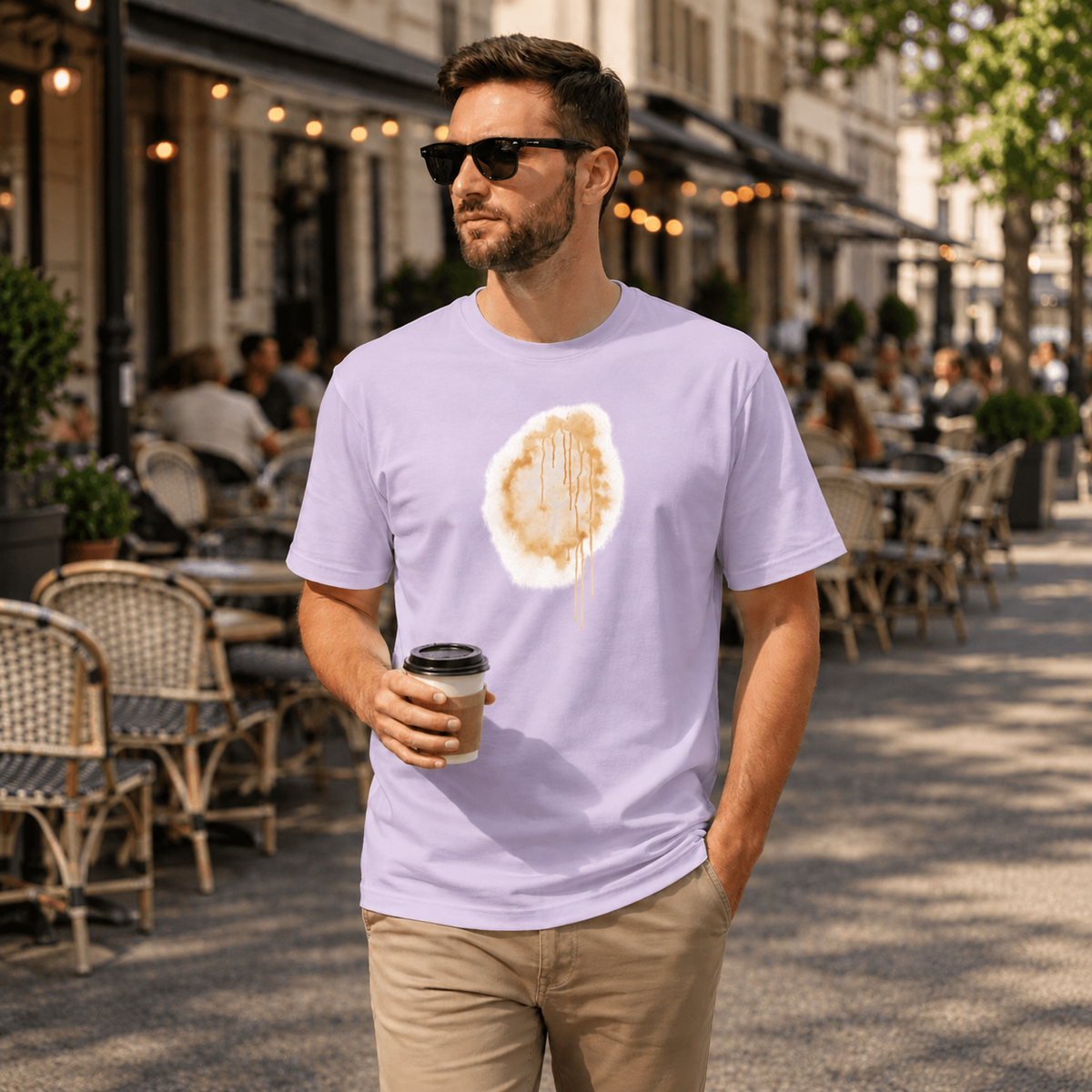Vastrio Unisex Coffee Stain T-Shirt for Men & Women | 100% Pure Cotton White Round Neck Half Sleeve Graphic Tee