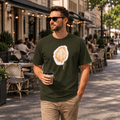 Vastrio Unisex Coffee Stain T-Shirt for Men & Women | 100% Pure Cotton White Round Neck Half Sleeve Graphic Tee