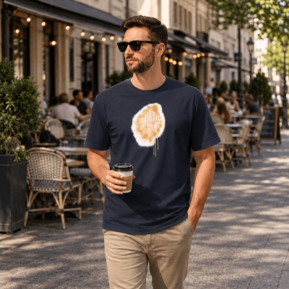 Vastrio Unisex Coffee Stain T-Shirt for Men & Women | 100% Pure Cotton White Round Neck Half Sleeve Graphic Tee