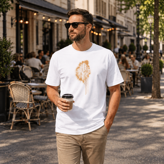 Vastrio Unisex Coffee Stain T-Shirt for Men & Women | 100% Pure Cotton White Round Neck Half Sleeve Graphic Tee