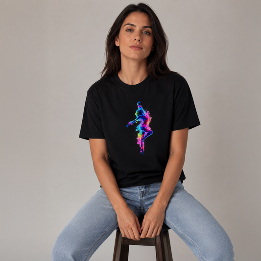 Vastrio Unisex Neon Dancer Graphic T-Shirt for Men & Women | 100% Pure Cotton Black Round Neck Half Sleeve Tee