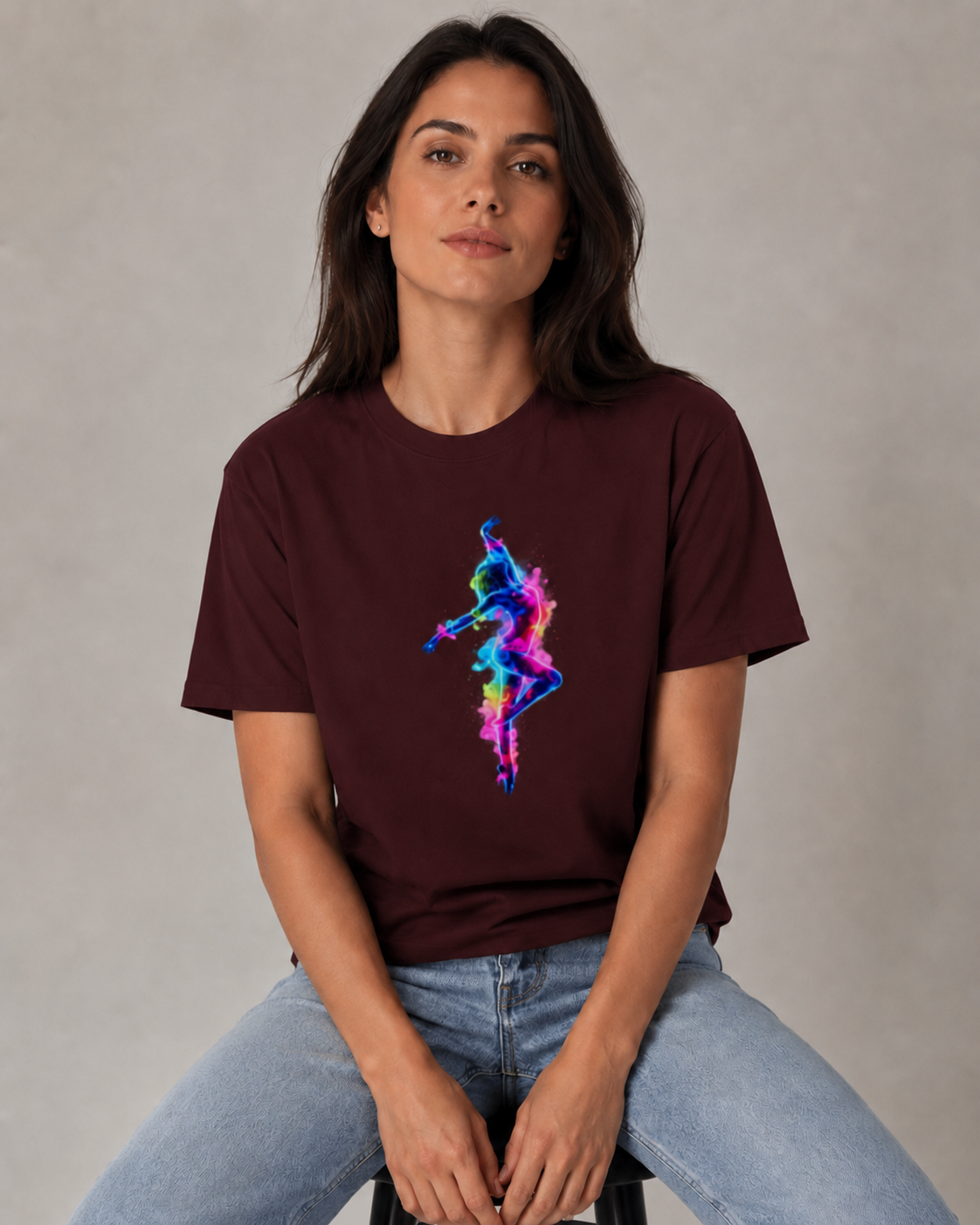 Vastrio Unisex Neon Dancer Graphic T-Shirt for Men & Women | 100% Pure Cotton Black Round Neck Half Sleeve Tee