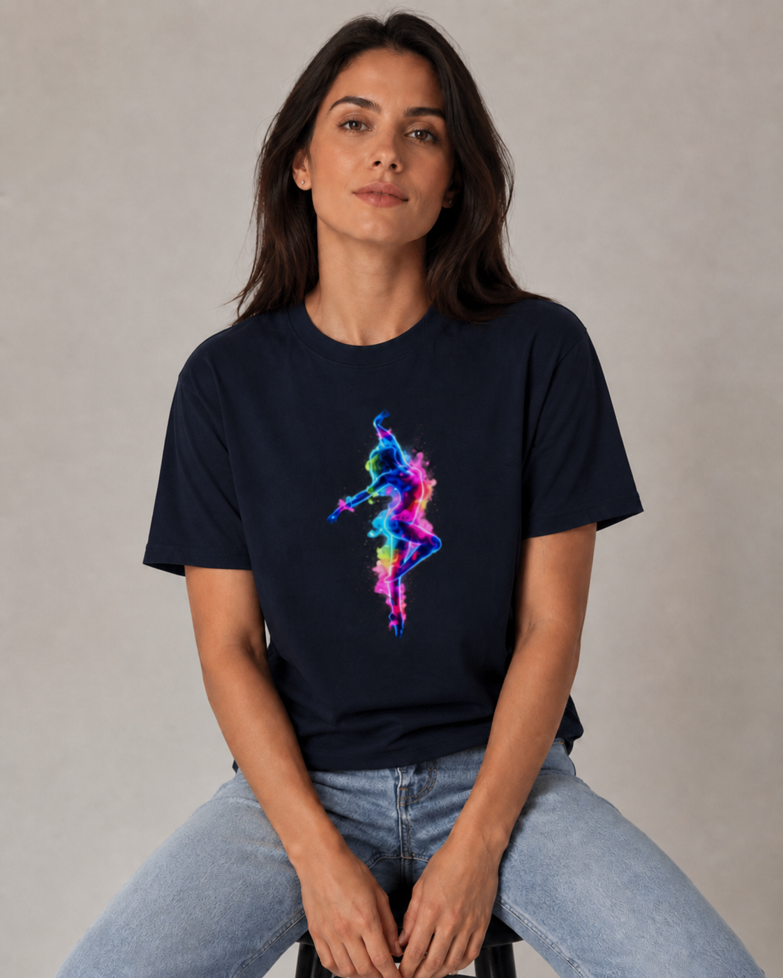 Vastrio Unisex Neon Dancer Graphic T-Shirt for Men & Women | 100% Pure Cotton Black Round Neck Half Sleeve Tee