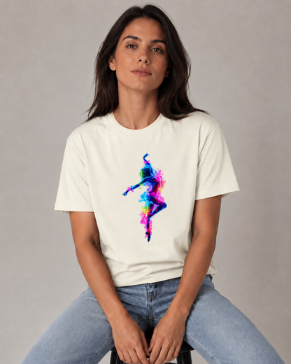 Vastrio Unisex Neon Dancer Graphic T-Shirt for Men & Women | 100% Pure Cotton Black Round Neck Half Sleeve Tee