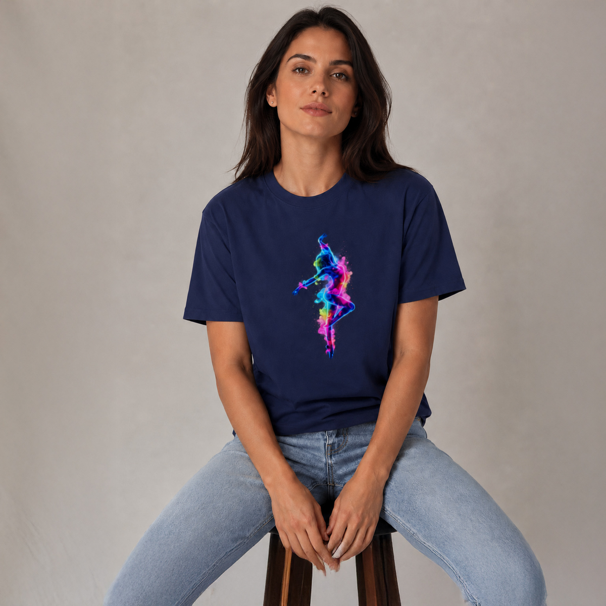 Vastrio Unisex Neon Dancer Graphic T-Shirt for Men & Women | 100% Pure Cotton Black Round Neck Half Sleeve Tee