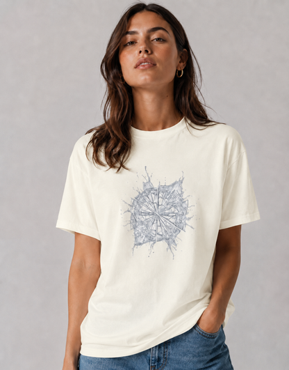 Vastrio Unisex Compass Graphic T-Shirt for Men & Women | 100% Pure Cotton White Round Neck Half Sleeve Tee
