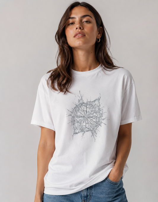 Vastrio Unisex Compass Graphic T-Shirt for Men & Women | 100% Pure Cotton White Round Neck Half Sleeve Tee
