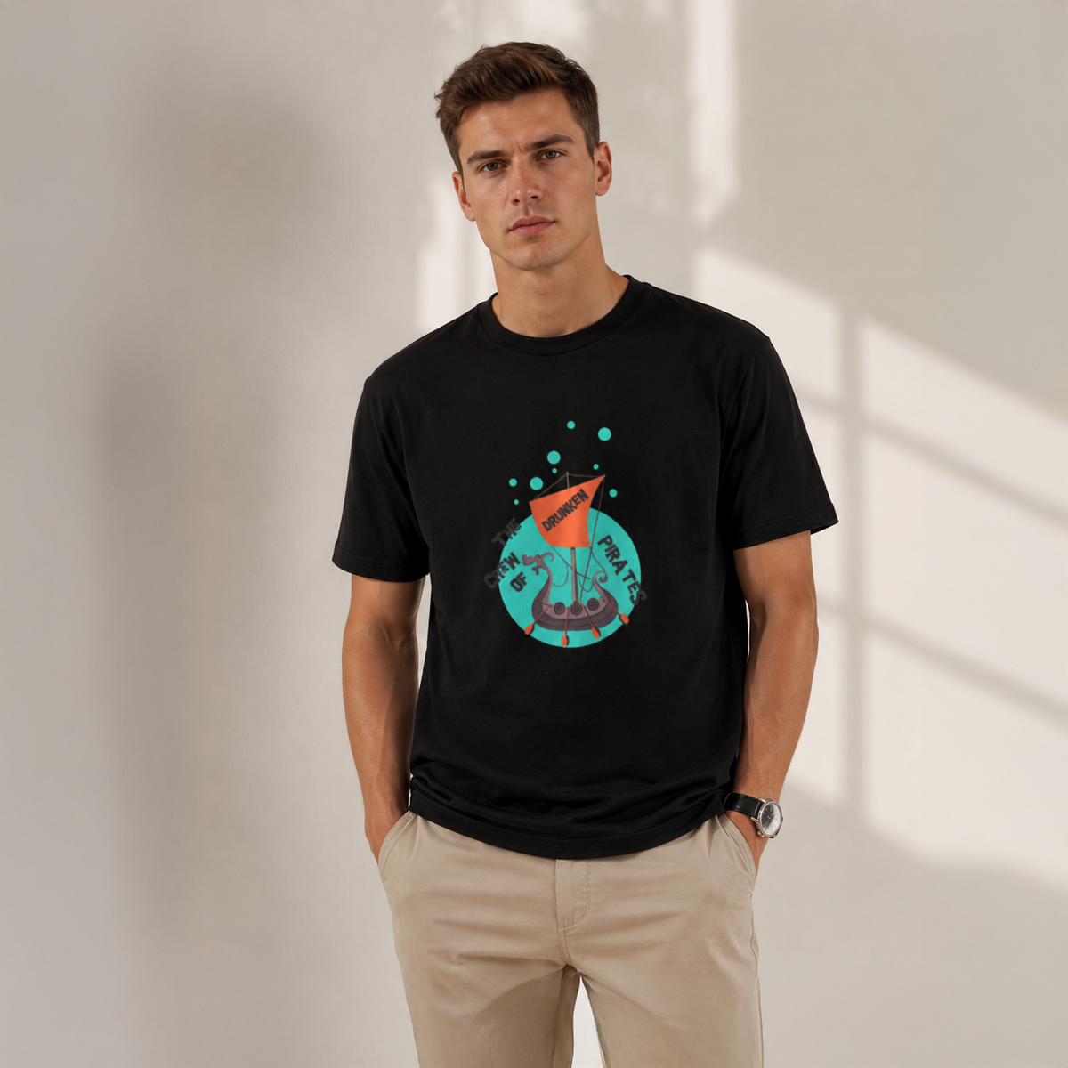 Vastrio Unisex Drunken Pirates T-Shirt for Men & Women | 100% Pure Cotton Round Neck Half Sleeve Graphic Tee