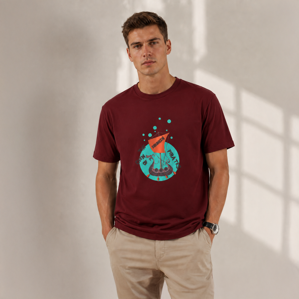 Vastrio Unisex Drunken Pirates T-Shirt for Men & Women | 100% Pure Cotton Round Neck Half Sleeve Graphic Tee