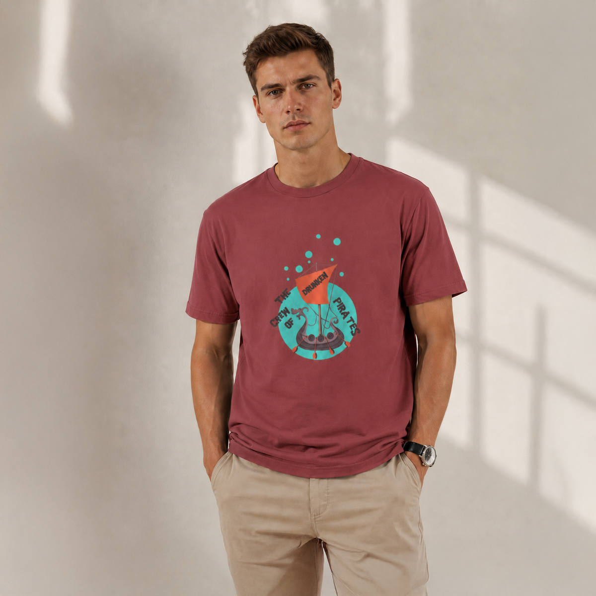 Vastrio Unisex Drunken Pirates T-Shirt for Men & Women | 100% Pure Cotton Round Neck Half Sleeve Graphic Tee