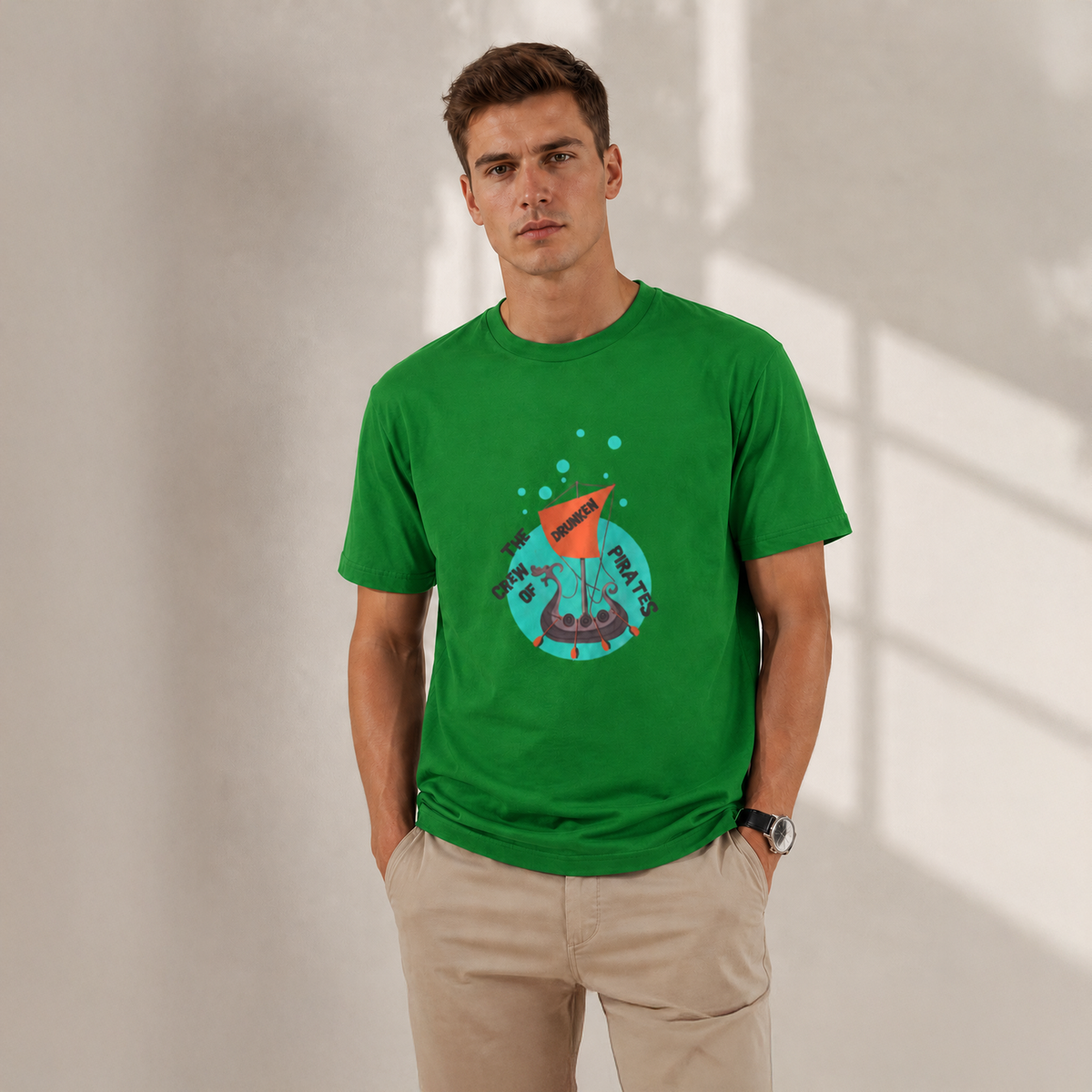 Vastrio Unisex Drunken Pirates T-Shirt for Men & Women | 100% Pure Cotton Round Neck Half Sleeve Graphic Tee