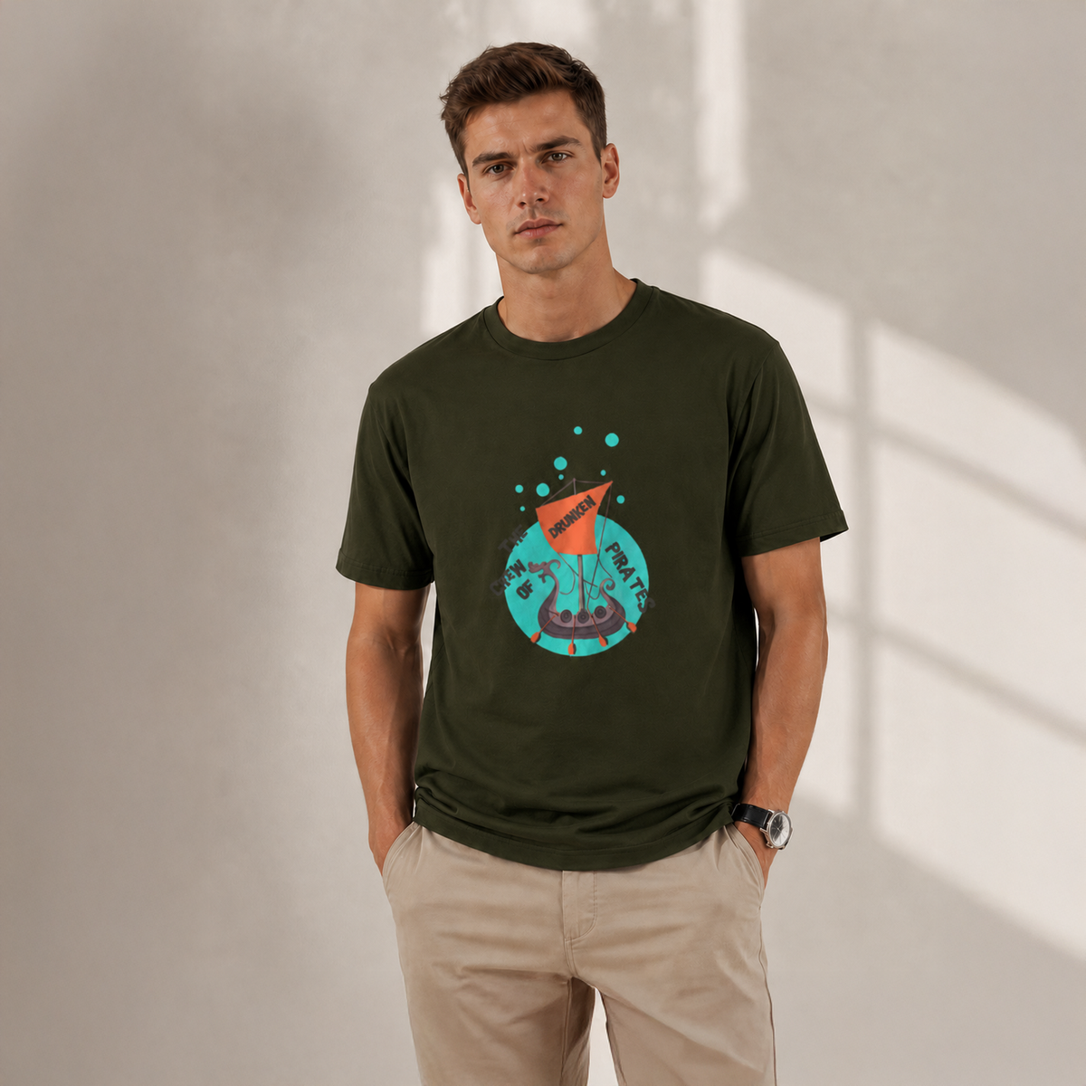 Vastrio Unisex Drunken Pirates T-Shirt for Men & Women | 100% Pure Cotton Round Neck Half Sleeve Graphic Tee