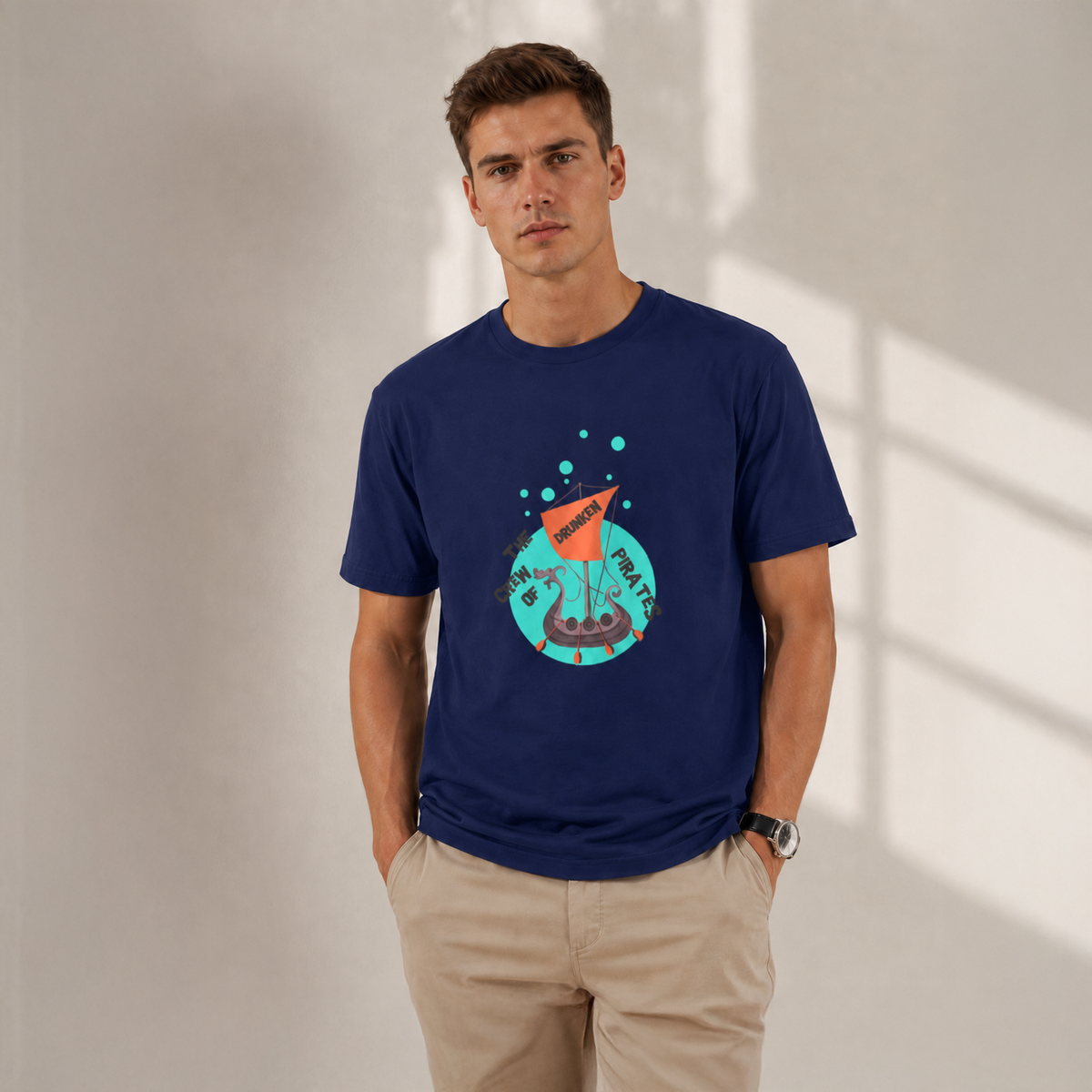 Vastrio Unisex Drunken Pirates T-Shirt for Men & Women | 100% Pure Cotton Round Neck Half Sleeve Graphic Tee