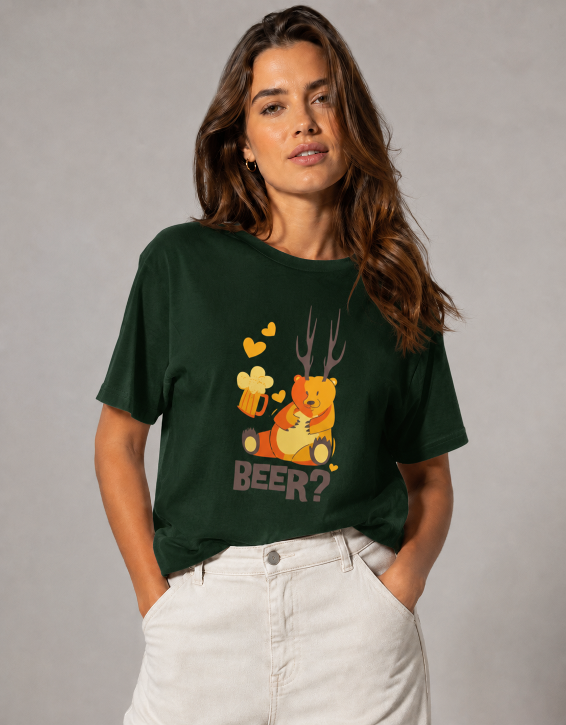 Vastrio Unisex Funny Beer Deer T-Shirt for Men & Women | 100% Pure Cotton Round Neck Half Sleeve Graphic Tee