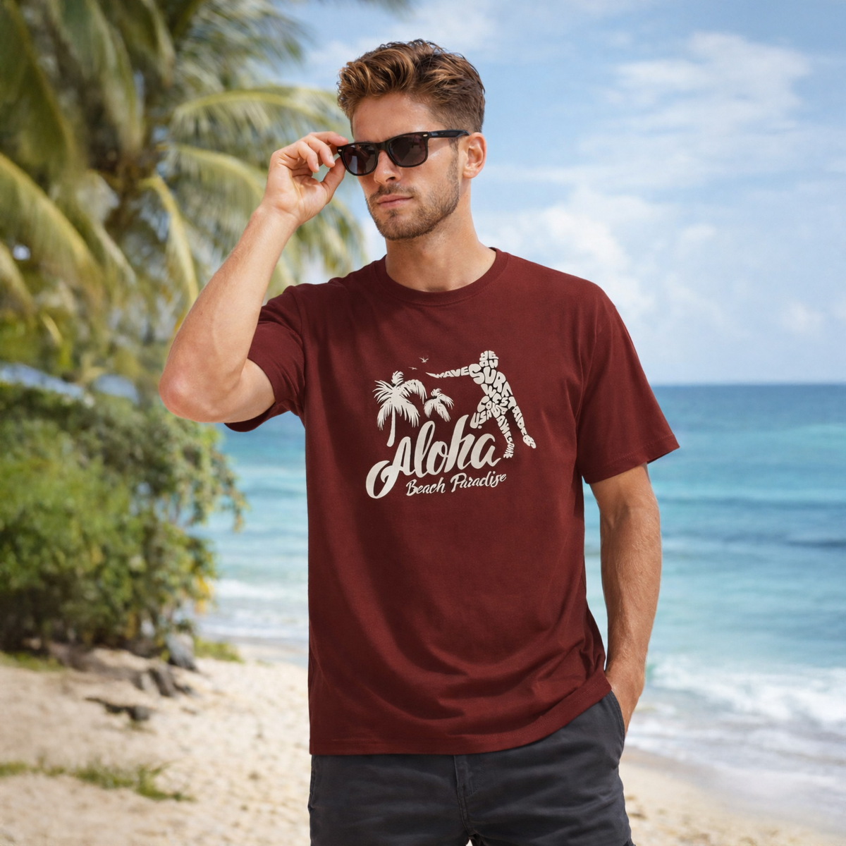 Vastrio Unisex Aloha Beach Paradise T-Shirt for Men & Women | 100% Pure Cotton Round Neck Half Sleeve Graphic Tee
