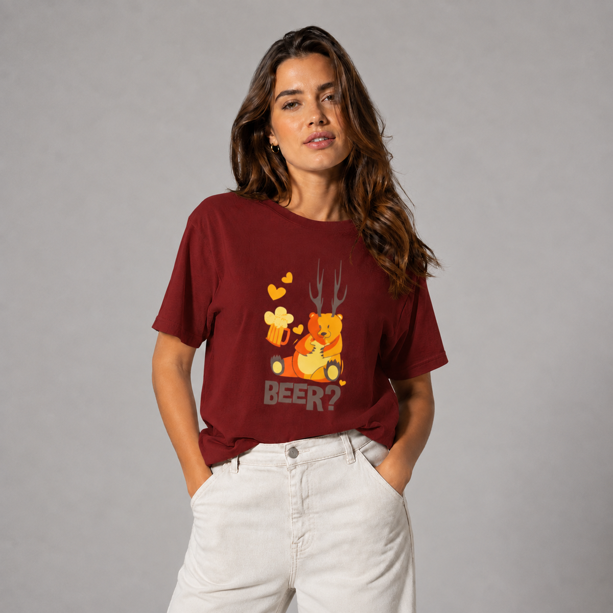Vastrio Unisex Funny Beer Deer T-Shirt for Men & Women | 100% Pure Cotton Round Neck Half Sleeve Graphic Tee