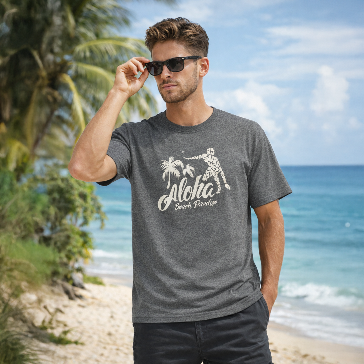 Vastrio Unisex Aloha Beach Paradise T-Shirt for Men & Women | 100% Pure Cotton Round Neck Half Sleeve Graphic Tee