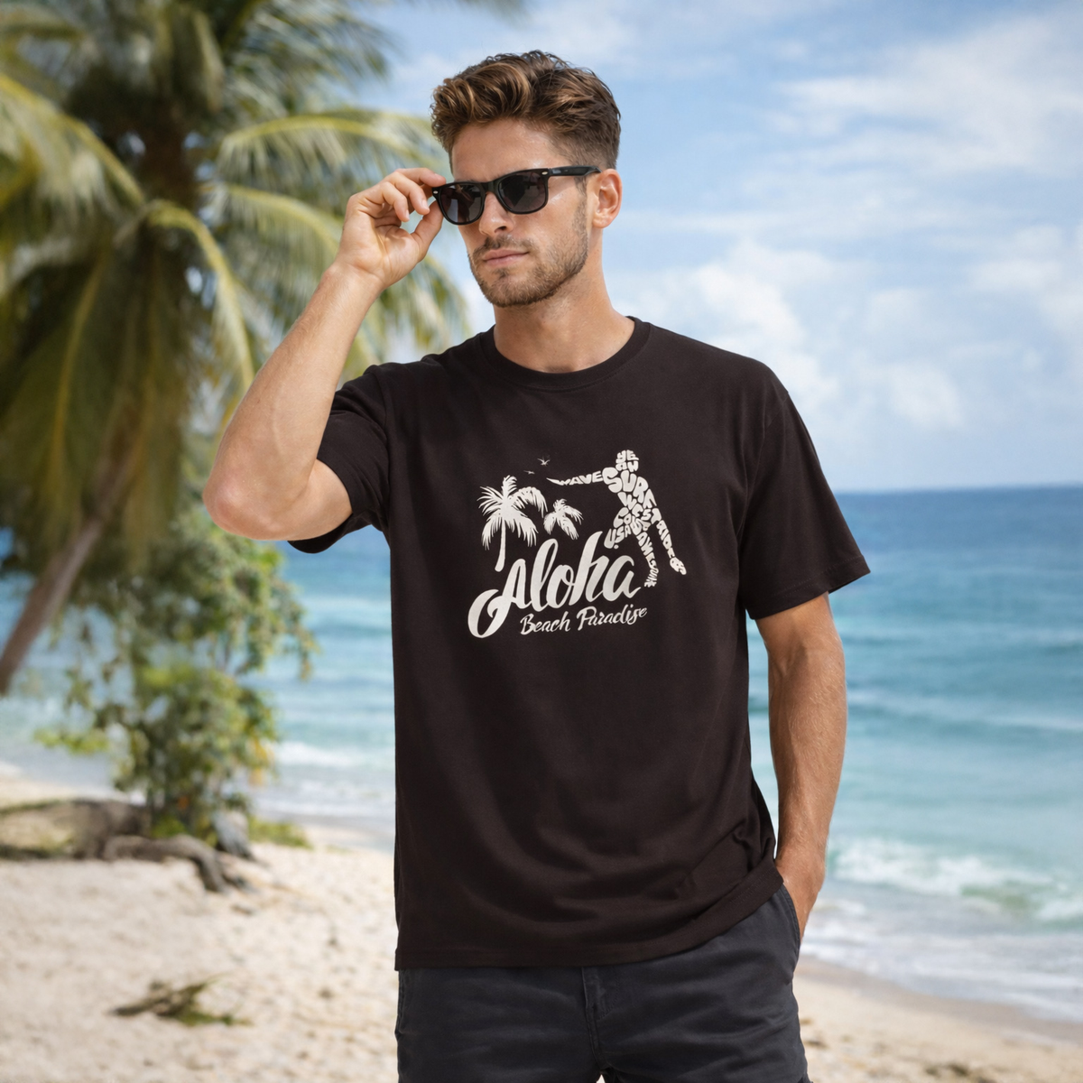 Vastrio Unisex Aloha Beach Paradise T-Shirt for Men & Women | 100% Pure Cotton Round Neck Half Sleeve Graphic Tee