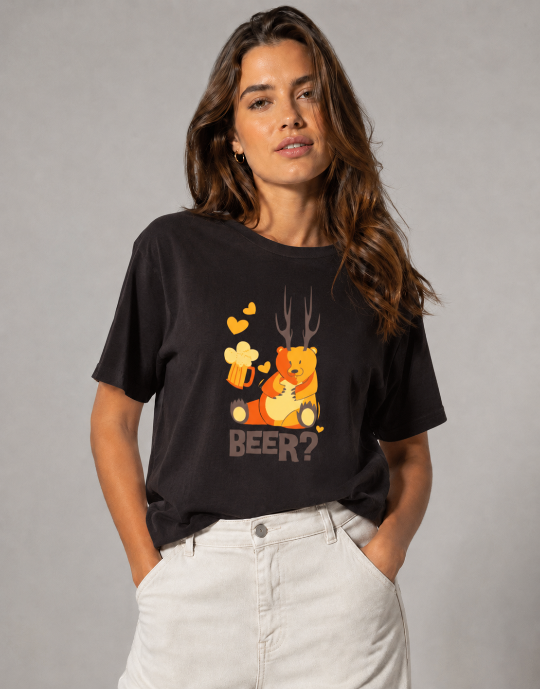 Vastrio Unisex Funny Beer Deer T-Shirt for Men & Women | 100% Pure Cotton Round Neck Half Sleeve Graphic Tee