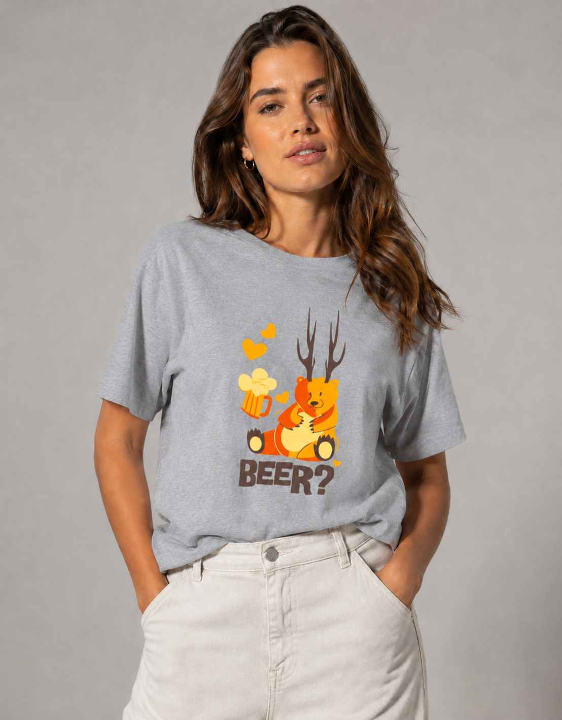 Vastrio Unisex Funny Beer Deer T-Shirt for Men & Women | 100% Pure Cotton Round Neck Half Sleeve Graphic Tee