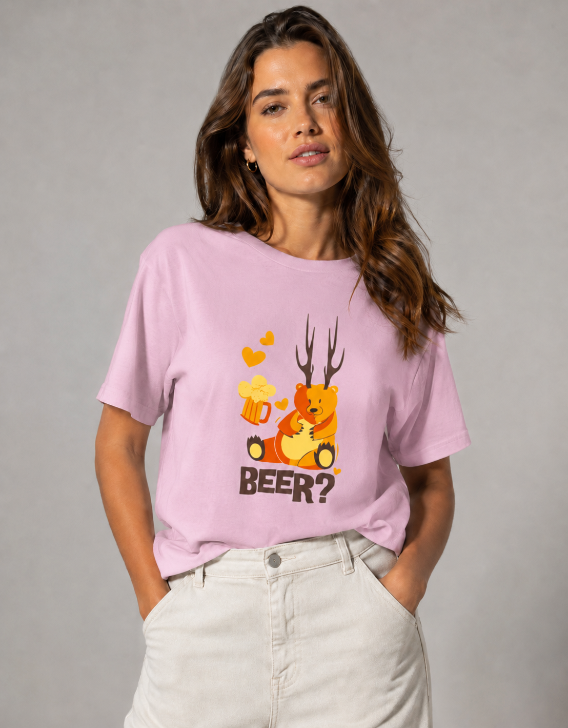 Vastrio Unisex Funny Beer Deer T-Shirt for Men & Women | 100% Pure Cotton Round Neck Half Sleeve Graphic Tee