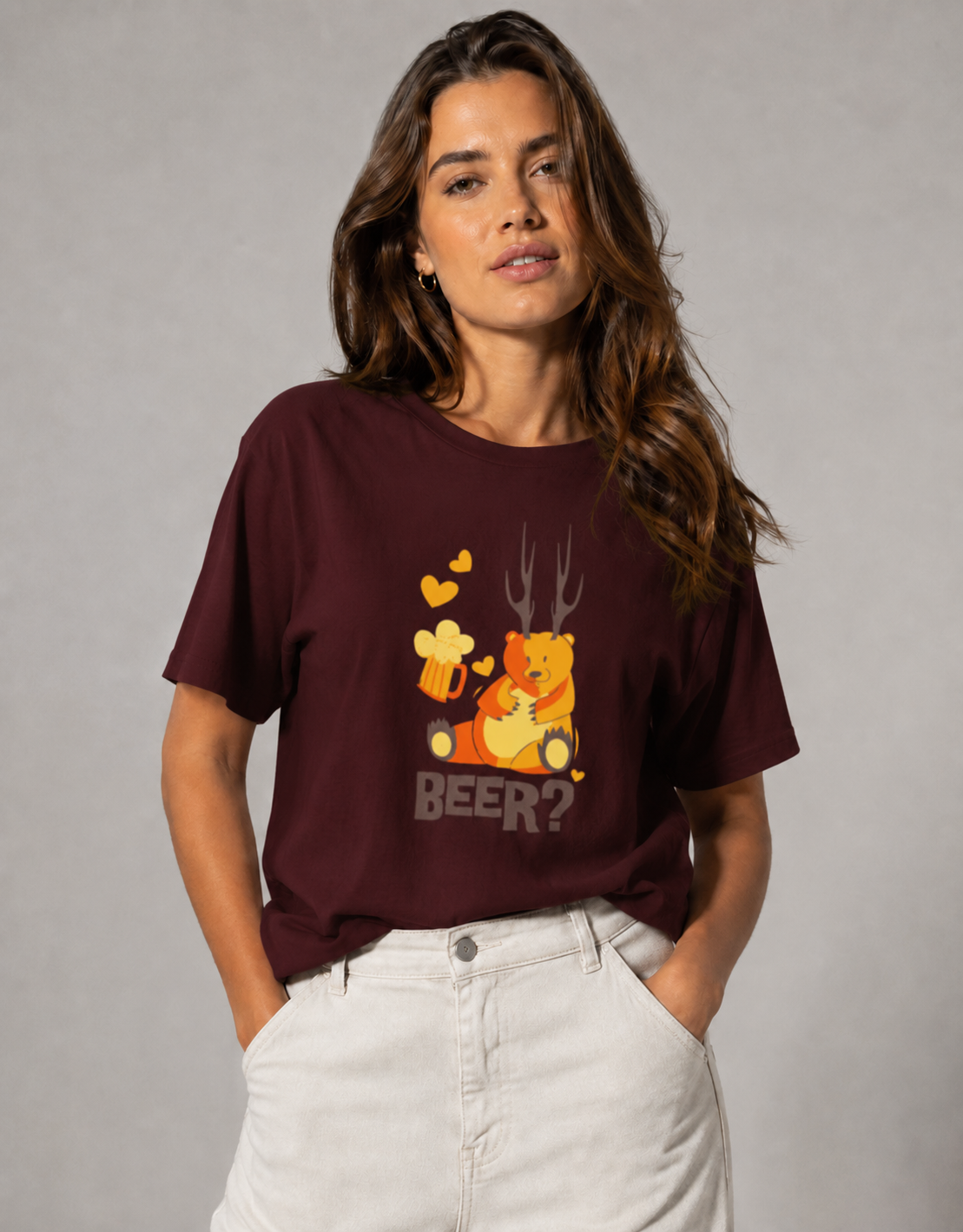 Vastrio Unisex Funny Beer Deer T-Shirt for Men & Women | 100% Pure Cotton Round Neck Half Sleeve Graphic Tee