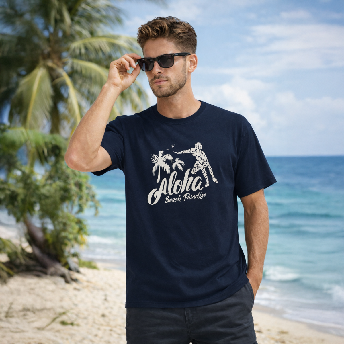 Vastrio Unisex Aloha Beach Paradise T-Shirt for Men & Women | 100% Pure Cotton Round Neck Half Sleeve Graphic Tee