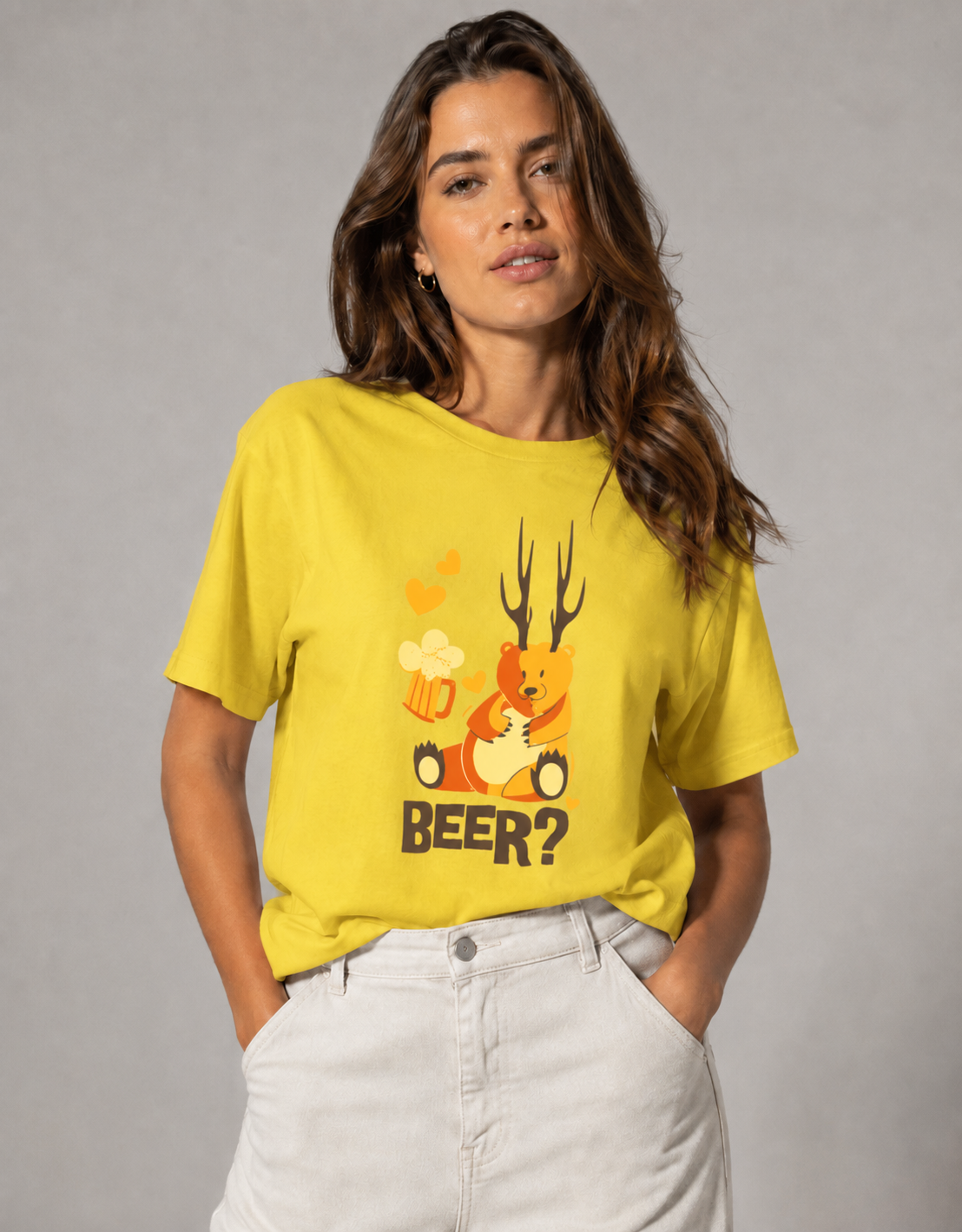 Vastrio Unisex Funny Beer Deer T-Shirt for Men & Women | 100% Pure Cotton Round Neck Half Sleeve Graphic Tee