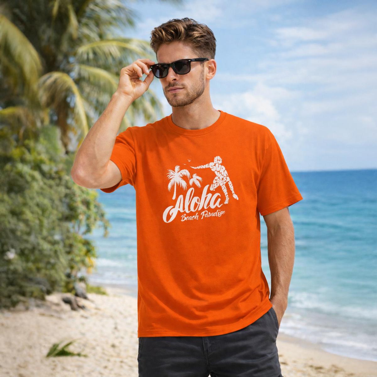 Vastrio Unisex Aloha Beach Paradise T-Shirt for Men & Women | 100% Pure Cotton Round Neck Half Sleeve Graphic Tee