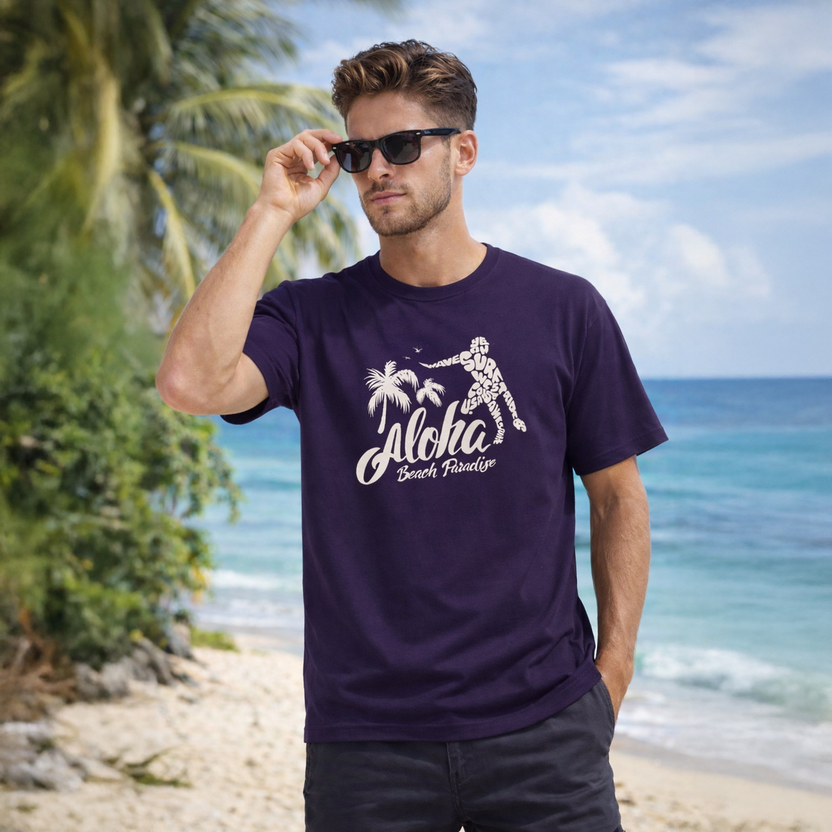 Vastrio Unisex Aloha Beach Paradise T-Shirt for Men & Women | 100% Pure Cotton Round Neck Half Sleeve Graphic Tee