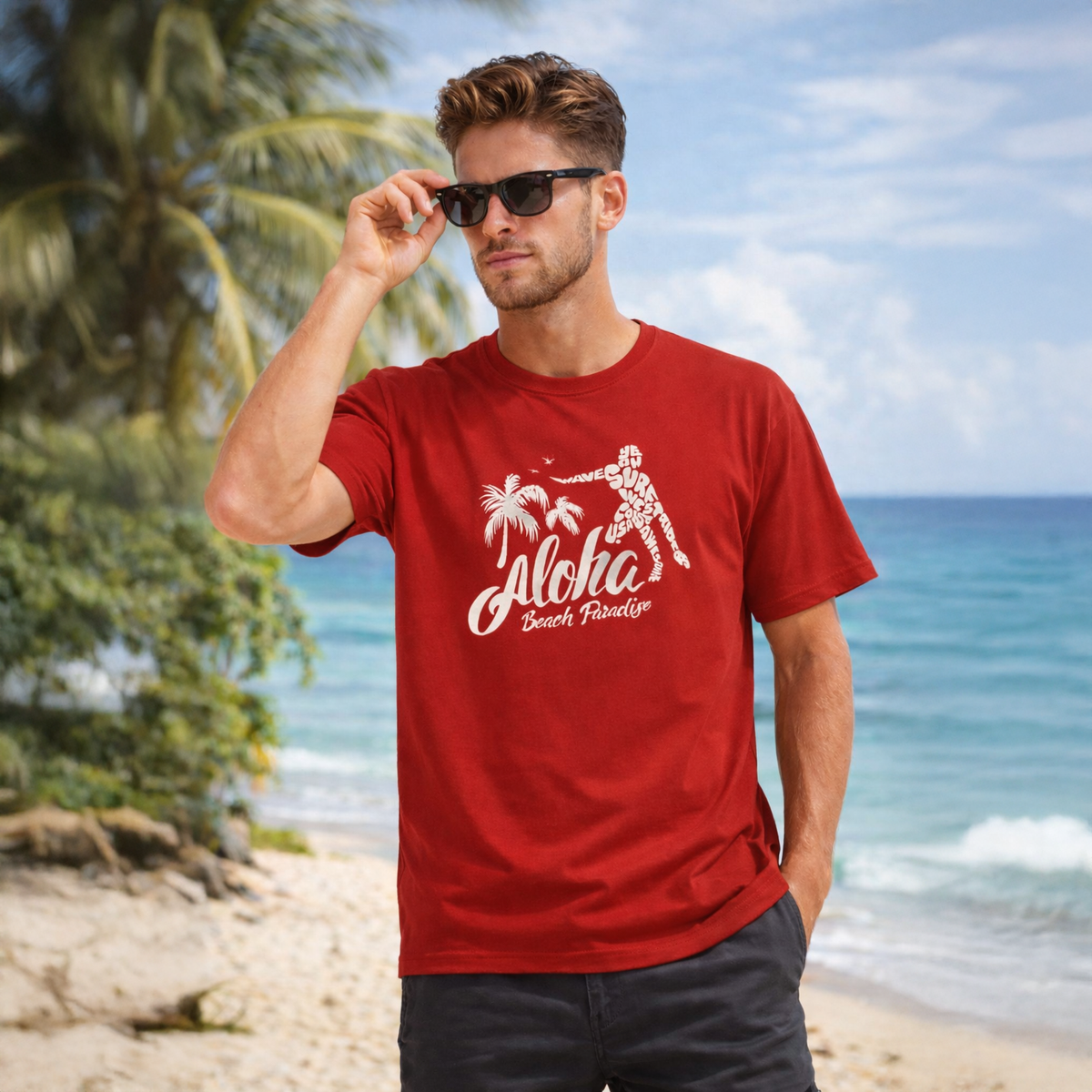 Vastrio Unisex Aloha Beach Paradise T-Shirt for Men & Women | 100% Pure Cotton Round Neck Half Sleeve Graphic Tee