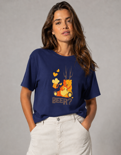 Vastrio Unisex Funny Beer Deer T-Shirt for Men & Women | 100% Pure Cotton Round Neck Half Sleeve Graphic Tee
