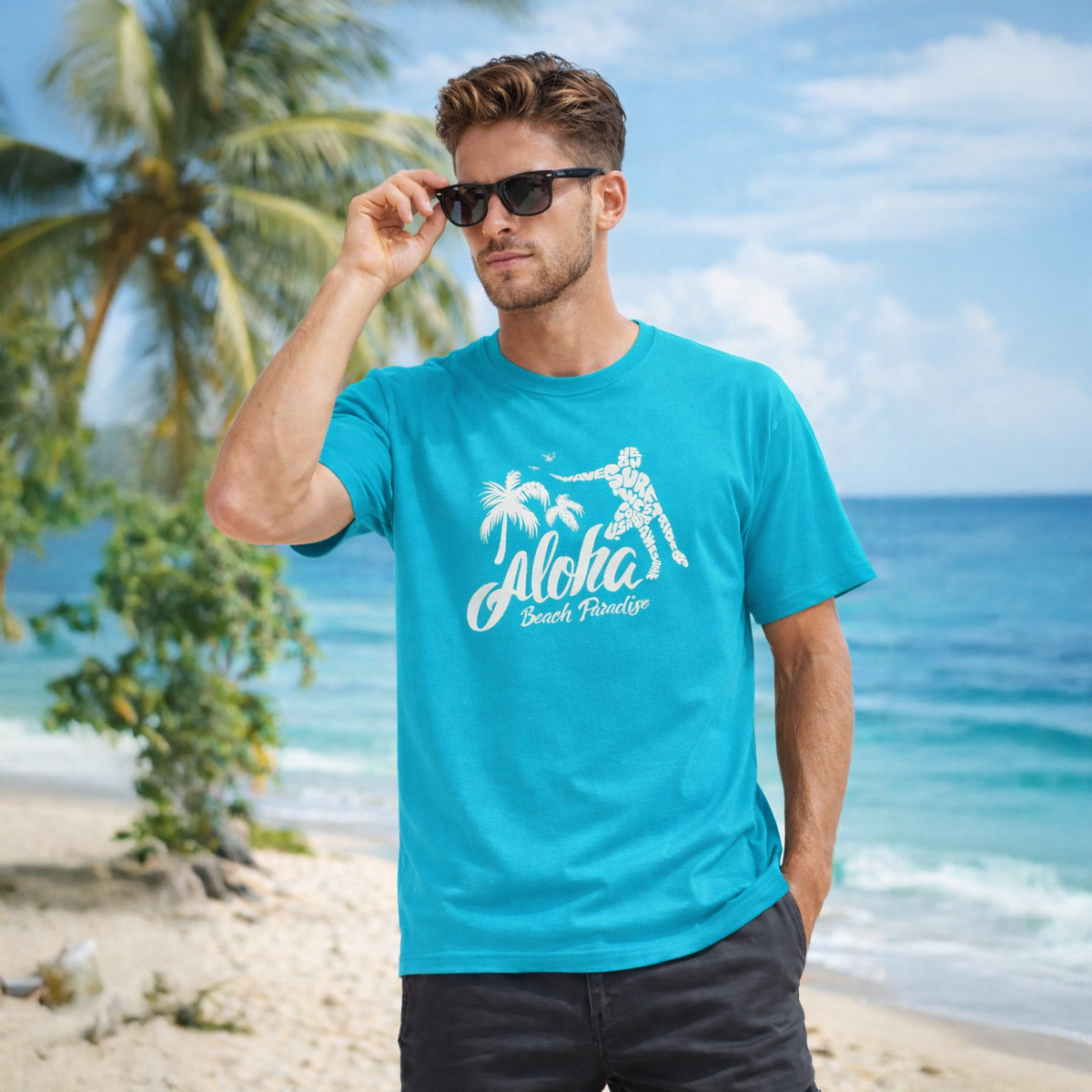 Vastrio Unisex Aloha Beach Paradise T-Shirt for Men & Women | 100% Pure Cotton Round Neck Half Sleeve Graphic Tee