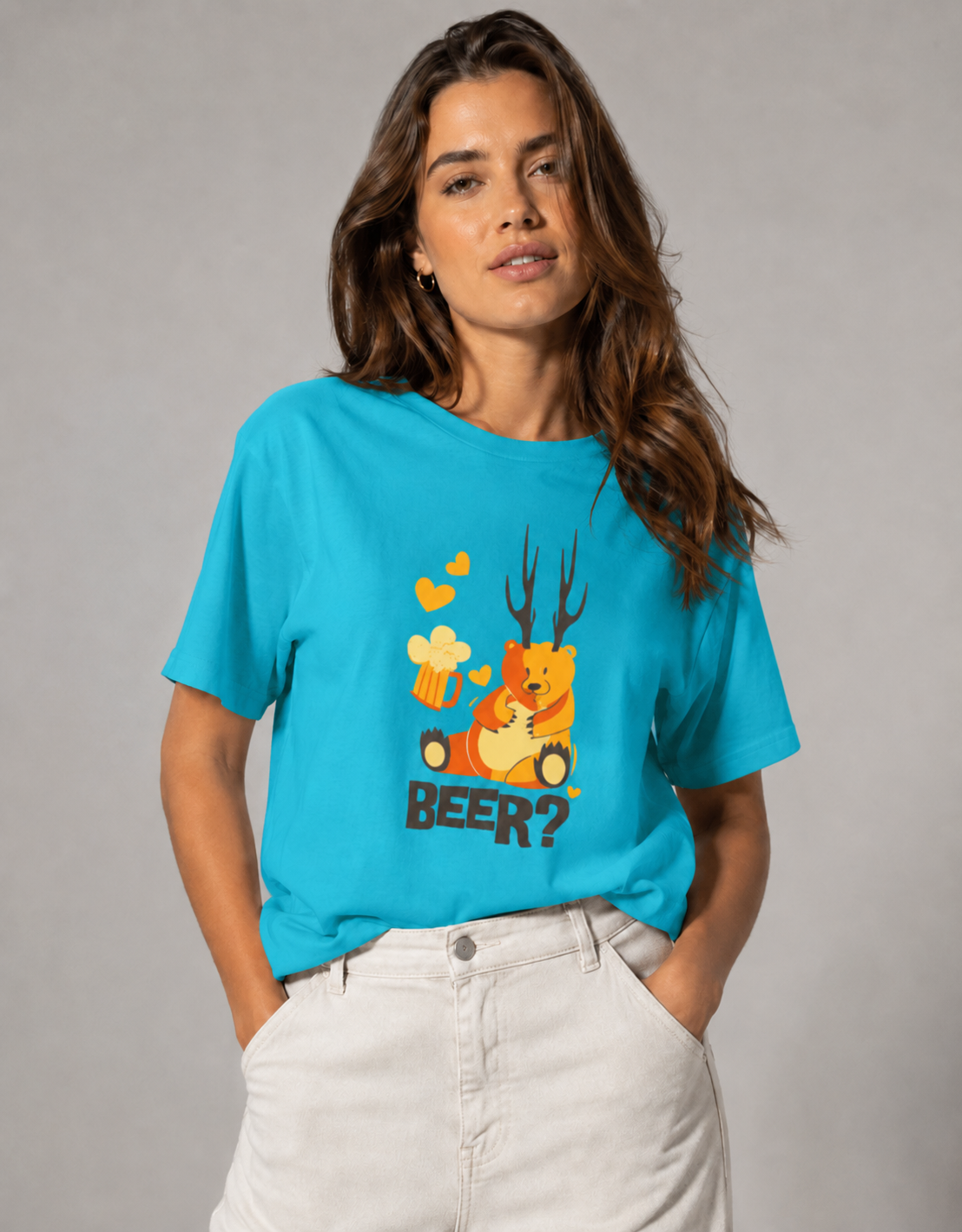 Vastrio Unisex Funny Beer Deer T-Shirt for Men & Women | 100% Pure Cotton Round Neck Half Sleeve Graphic Tee
