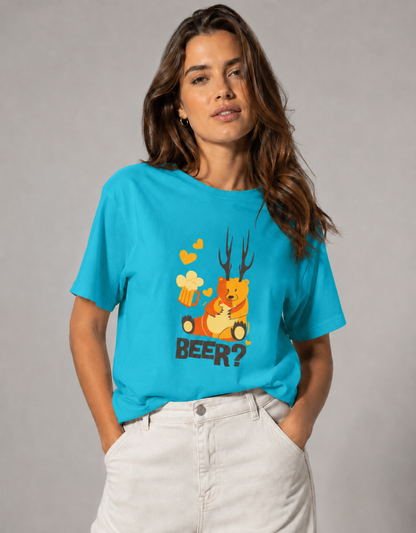 Vastrio Unisex Funny Beer Deer T-Shirt for Men & Women | 100% Pure Cotton Round Neck Half Sleeve Graphic Tee