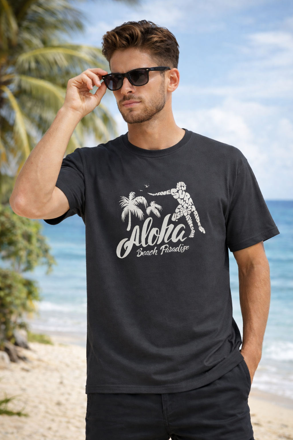 Vastrio Unisex Aloha Beach Paradise T-Shirt for Men & Women | 100% Pure Cotton Round Neck Half Sleeve Graphic Tee