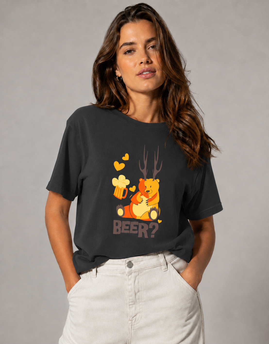 Vastrio Unisex Funny Beer Deer T-Shirt for Men & Women | 100% Pure Cotton Round Neck Half Sleeve Graphic Tee