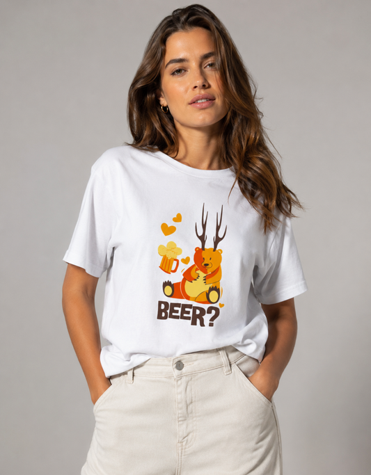 Vastrio Unisex Funny Beer Deer T-Shirt for Men & Women | 100% Pure Cotton Round Neck Half Sleeve Graphic Tee