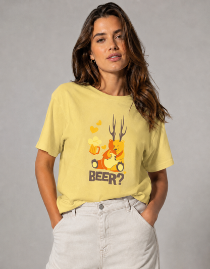 Vastrio Unisex Funny Beer Deer T-Shirt for Men & Women | 100% Pure Cotton Round Neck Half Sleeve Graphic Tee