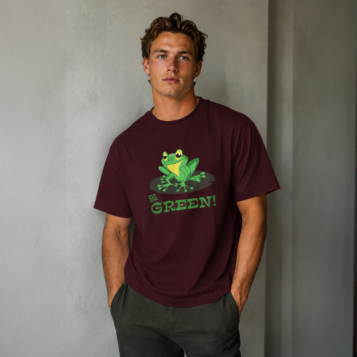 Vastrio Unisex Be Green Frog T-Shirt for Men & Women | 100% Pure Cotton Round Neck Half Sleeve Graphic Tee