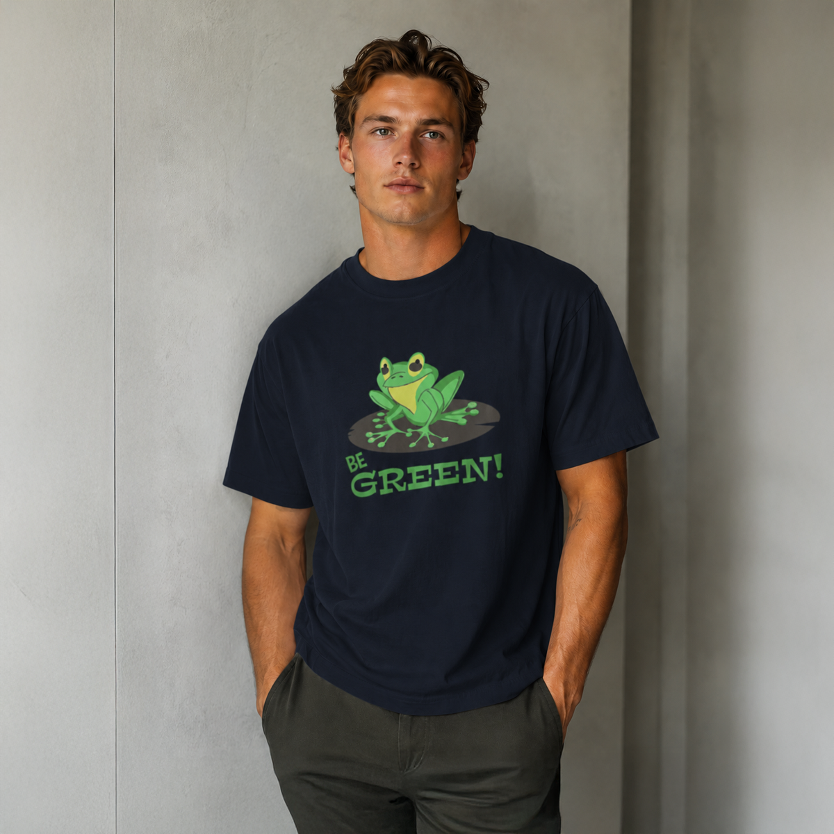 Vastrio Unisex Be Green Frog T-Shirt for Men & Women | 100% Pure Cotton Round Neck Half Sleeve Graphic Tee