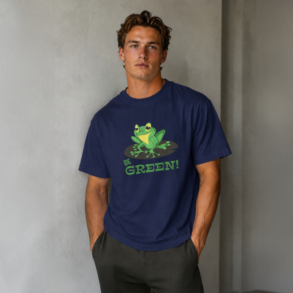 Vastrio Unisex Be Green Frog T-Shirt for Men & Women | 100% Pure Cotton Round Neck Half Sleeve Graphic Tee